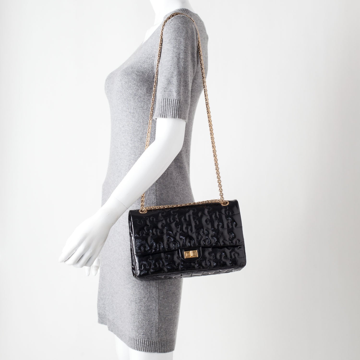 Chanel Crackled Patent Calfskin Puzzle 2.55 Reissue 226 Flap Black 2 of 10