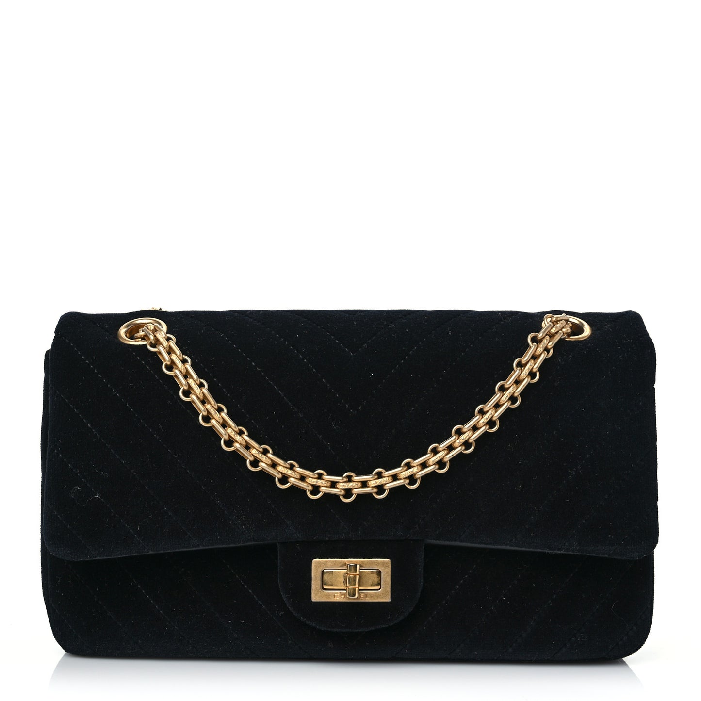 Velvet Chevron Quilted 2.55 Reissue 226 Flap Black