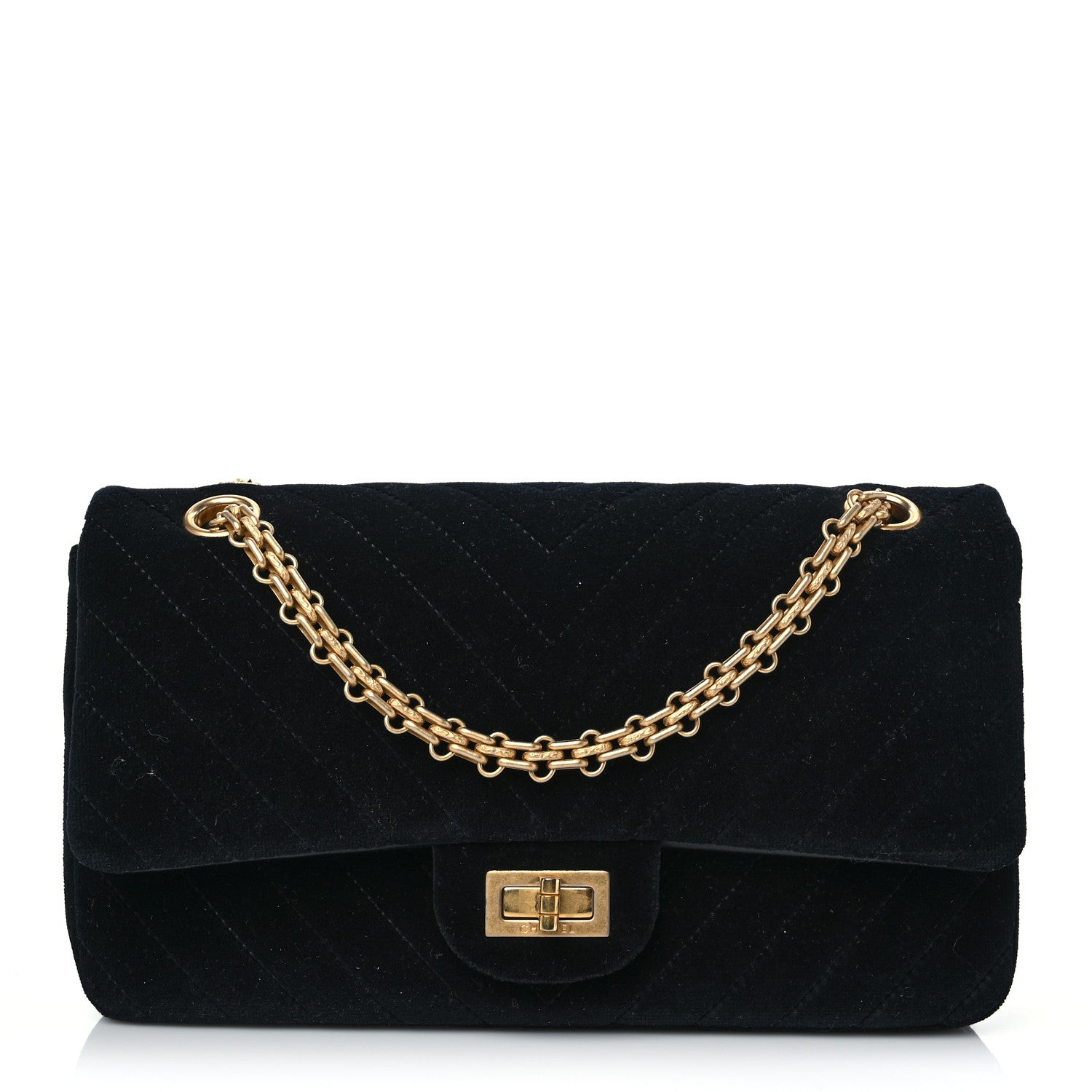 Chanel Velvet Chevron Quilted 2.55 Reissue 226 Flap Black 1 of 8