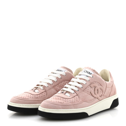Chanel Suede Womens CC Sneakers 38 Light Pink 4 of 11