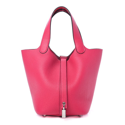 Hermes Taurillon Clemence Swift Eclat Picotin Lock 18 PM Rose Mexico Rouge De Coeur 1 of 4