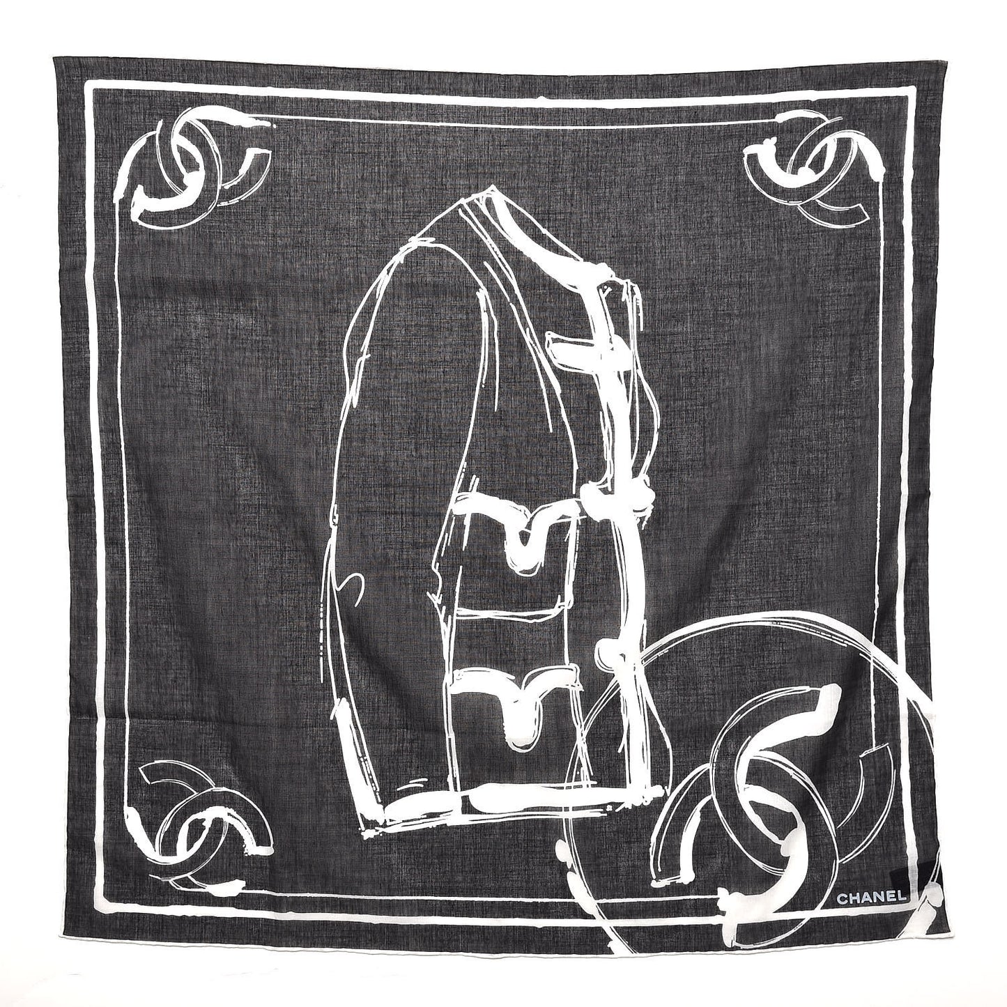 Cotton Cardigan CC Scarf Black