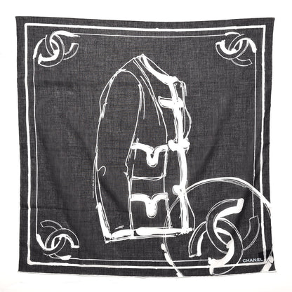 Chanel Cotton Cardigan CC Scarf Black 1 of 5
