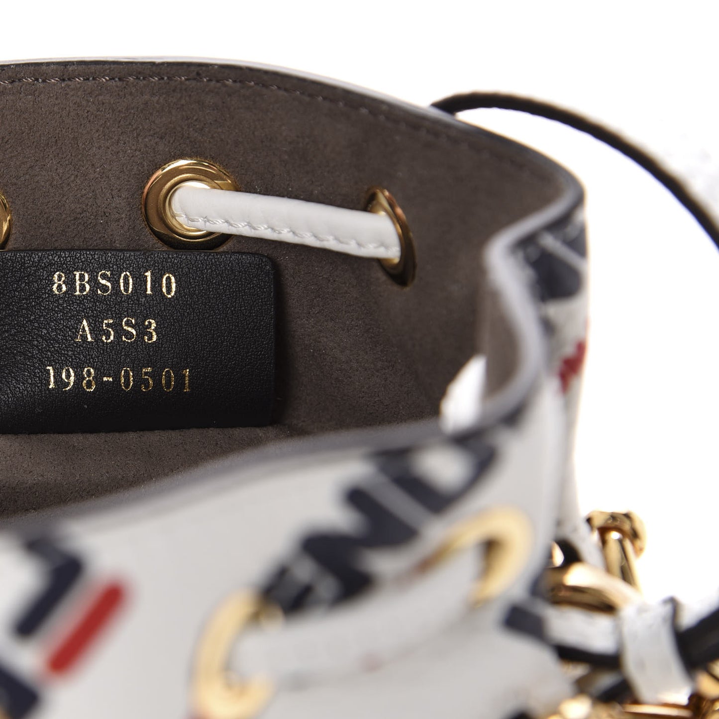 X FILA Calfskin F is Fendi Mania Fringe Mini Mon Tresor Bucket Bag White