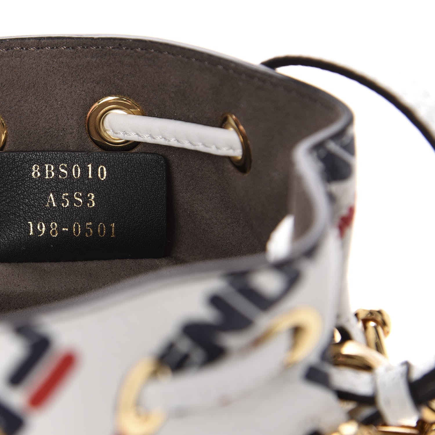 Fendi X FILA Calfskin F is Fendi Mania Fringe Mini Mon Tresor Bucket Bag White 10 of 12