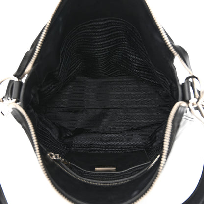 Prada Soft Calf Side Zip Hobo Black 5 of 15