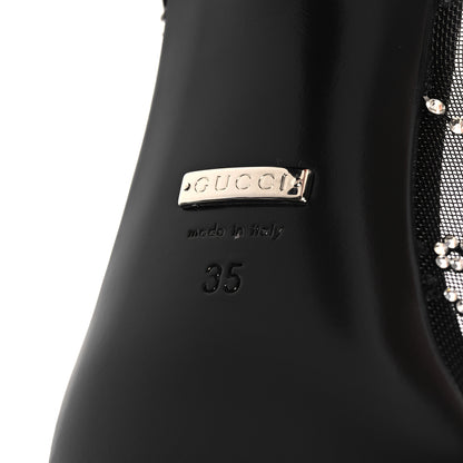 Gucci Tela Retino Kid Scamosciato Crystal GG Monogram Square G 95mm Slide Sandals 35  Black 7 of 8