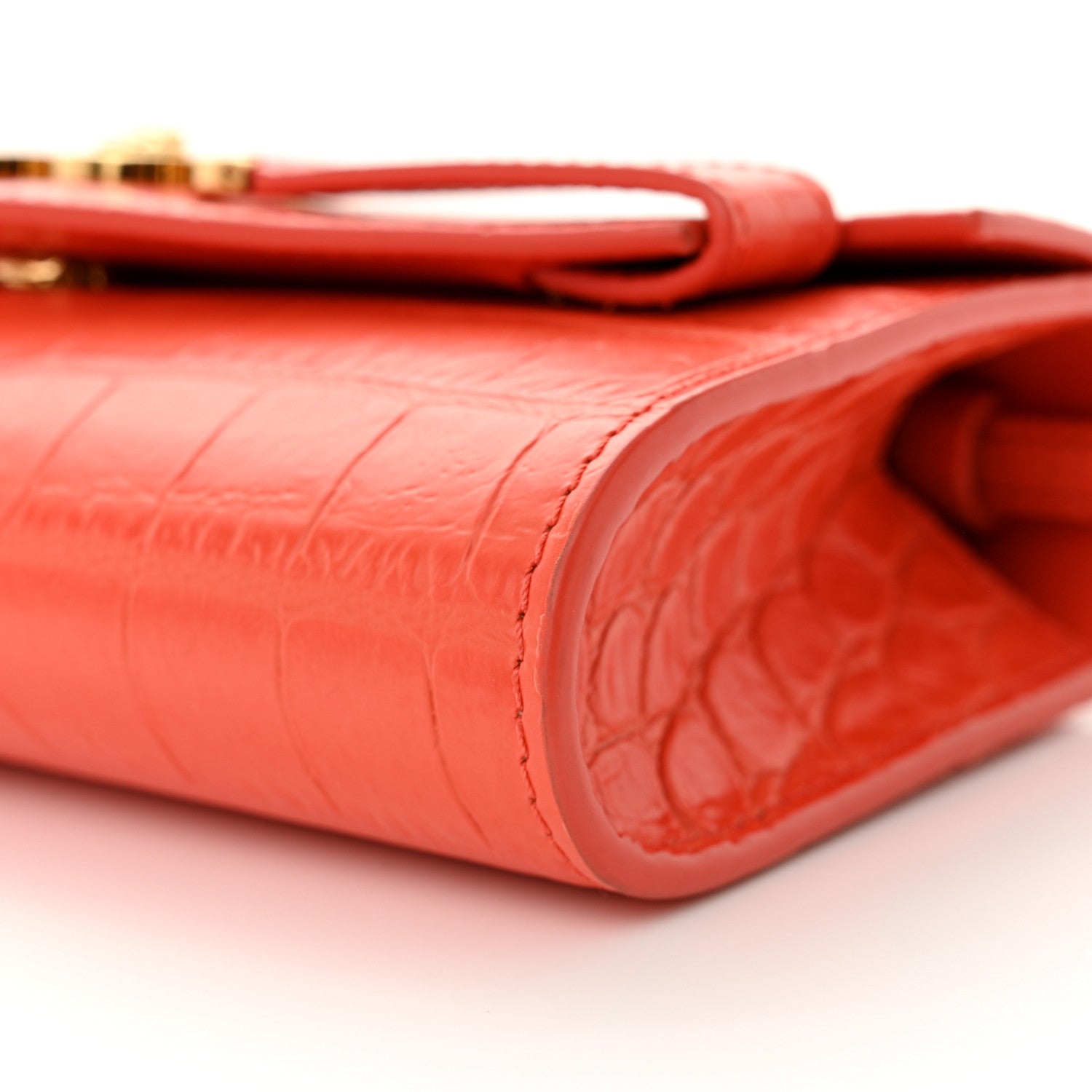 Versace Calfskin Crocodile Embossed Medusa '95 Shoulder Bag Orange 9 of 9