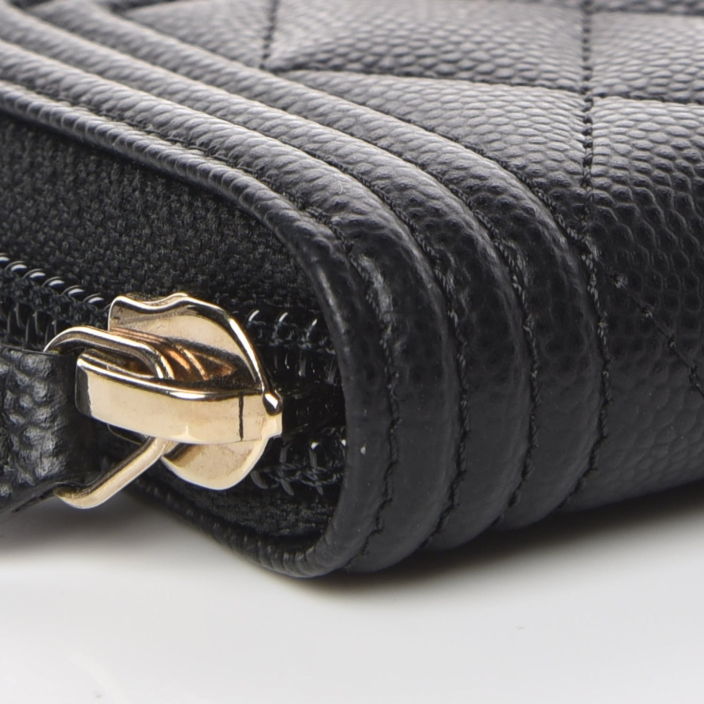 Caviar Quilted Boy Zip Around Coin Purse Wallet Black