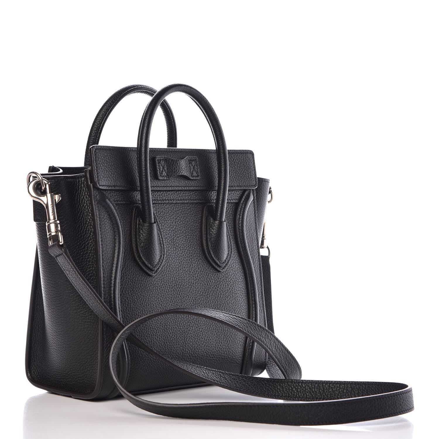 Celine Drummed Calfskin Nano Luggage Black 3 of 9