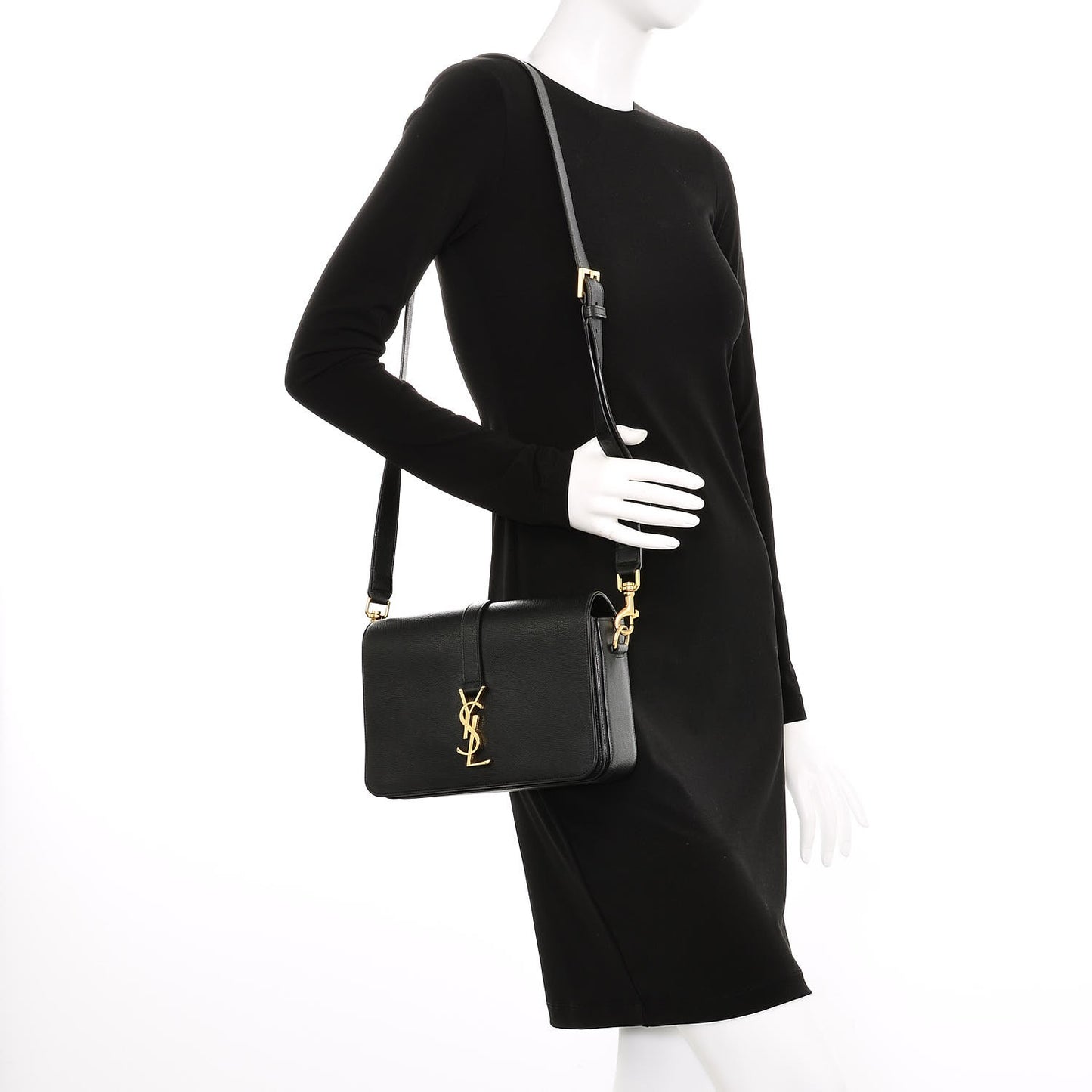 Textured Calfskin Medium Classic Monogram Universite Bag Black