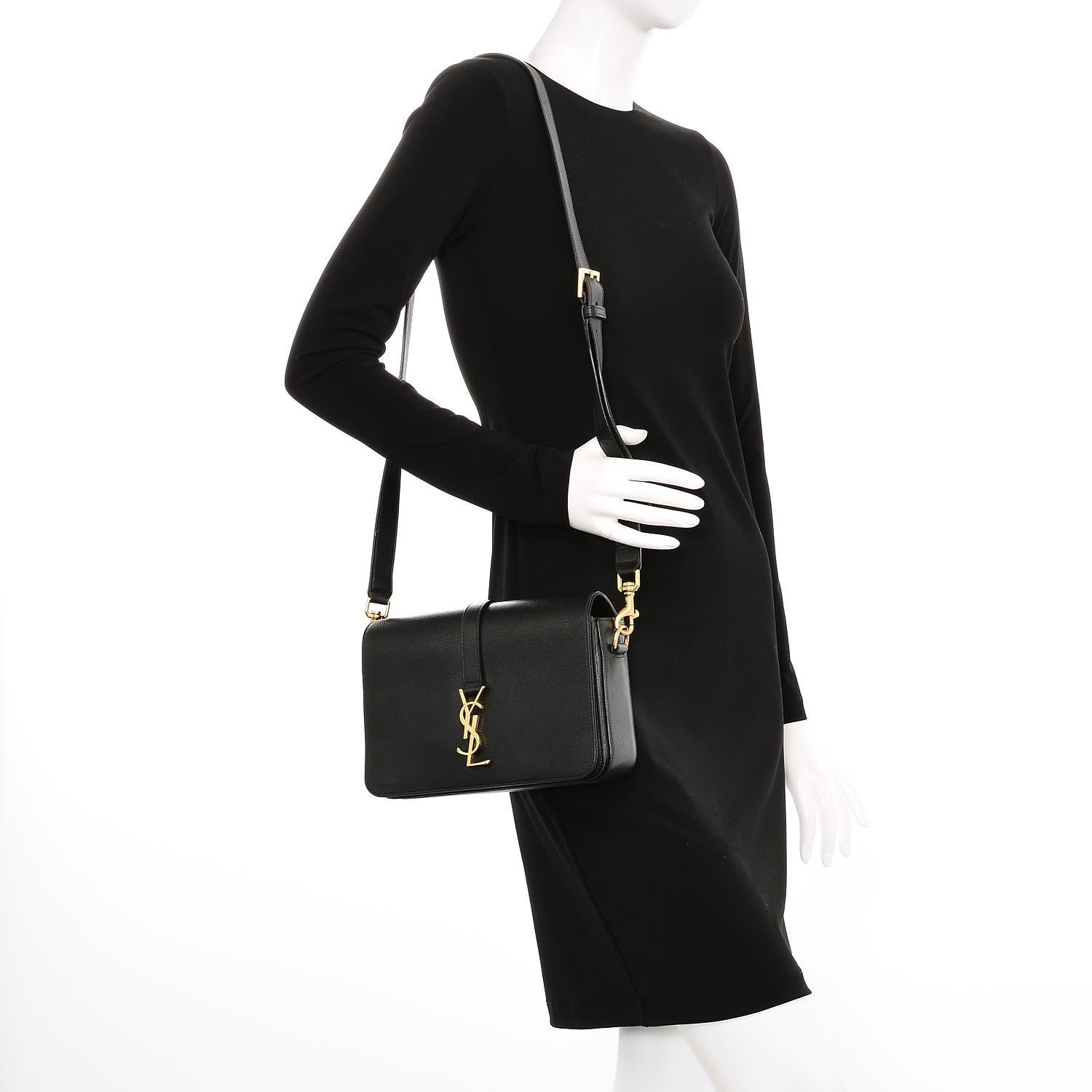 Saint Laurent Textured Calfskin Medium Classic Monogram Universite Bag Black 2 of 9