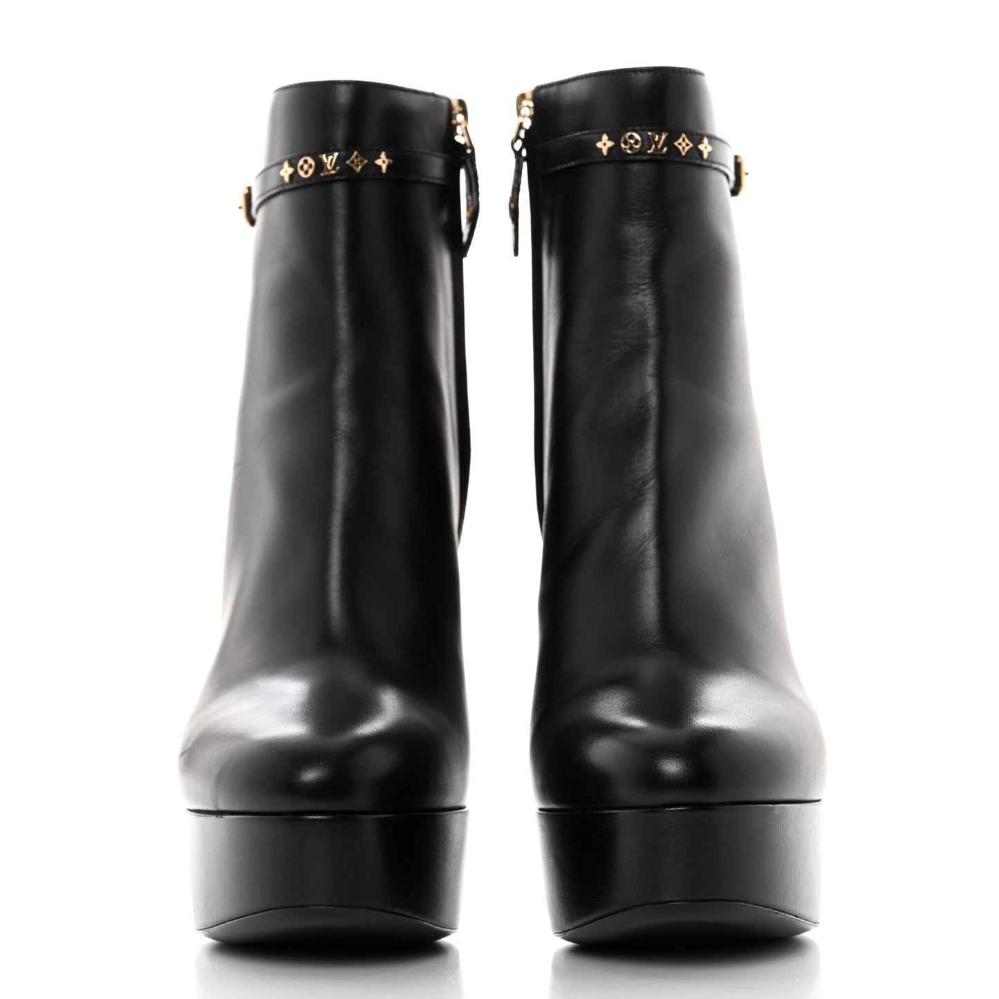 Calfskin Monogram Afterglow Platform Ankle Boots 39 Black