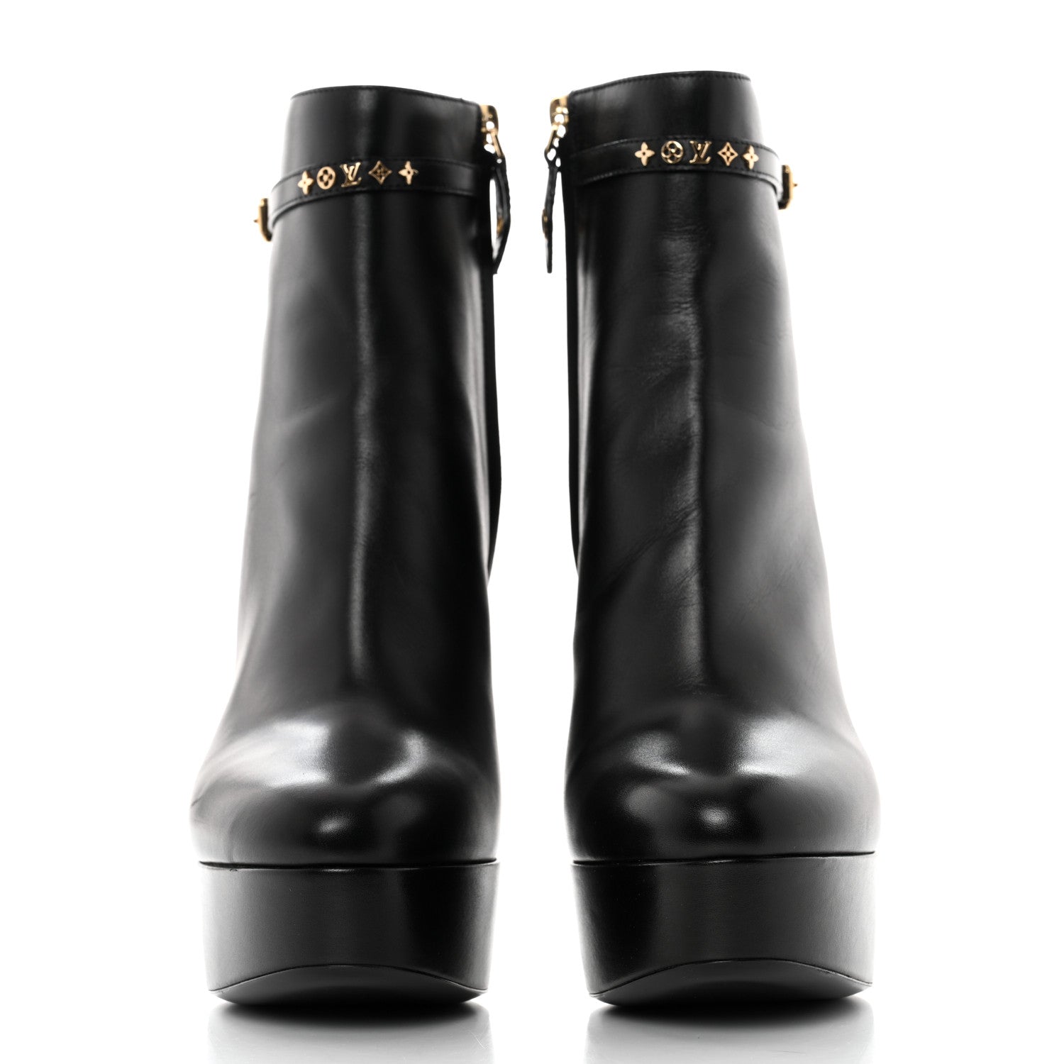 Louis Vuitton Calfskin Monogram Afterglow Platform Ankle Boots 39 Black 2 of 8