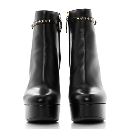 Louis Vuitton Calfskin Monogram Afterglow Platform Ankle Boots 39 Black 2 of 8