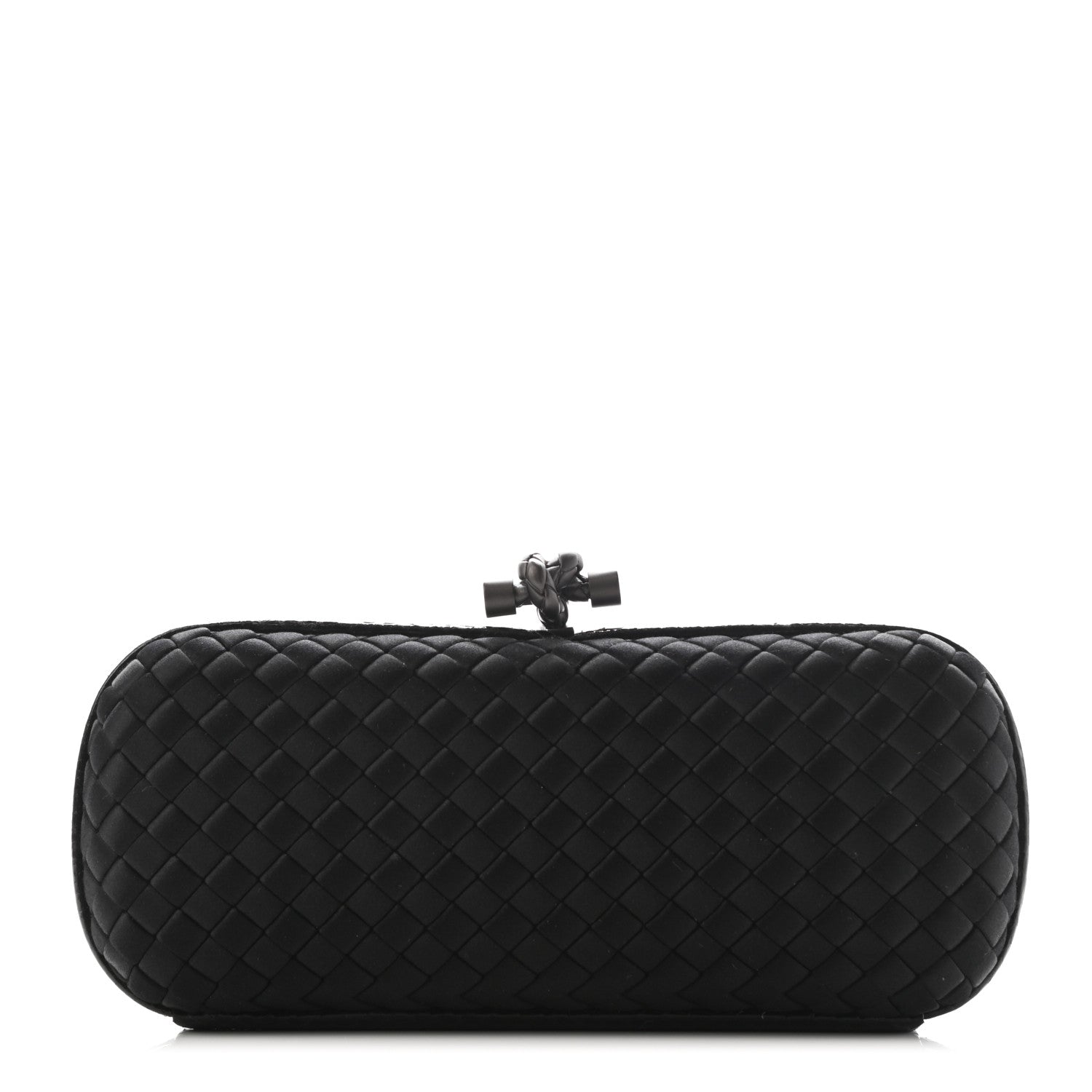 Bottega Veneta Satin Ayers Intreccio Impero Stretch Knot Clutch Black 1 of 9