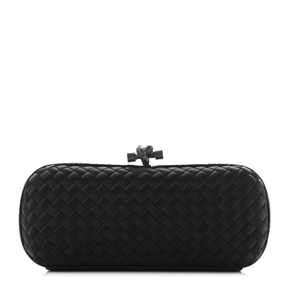 Bottega Veneta Satin Ayers Intreccio Impero Stretch Knot Clutch Black 1 of 9