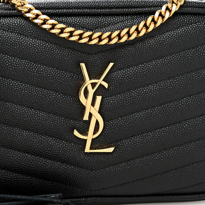 Saint Laurent Grain De Poudre Matelasse Monogram Mini Lou Camera Bag Black 8 of 10