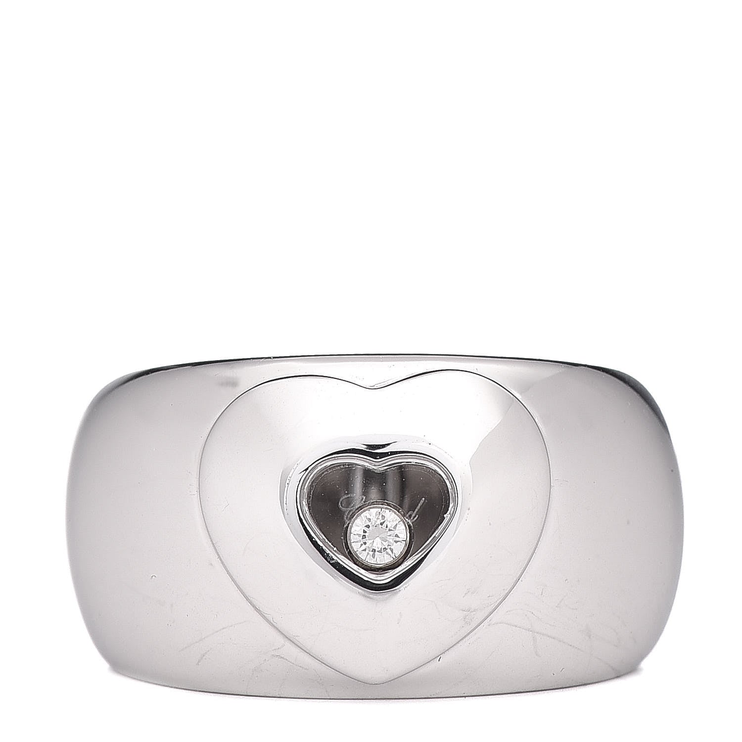 Chopard 18K White Gold Diamond Happy Heart Ring 55 7.25 1 of 5