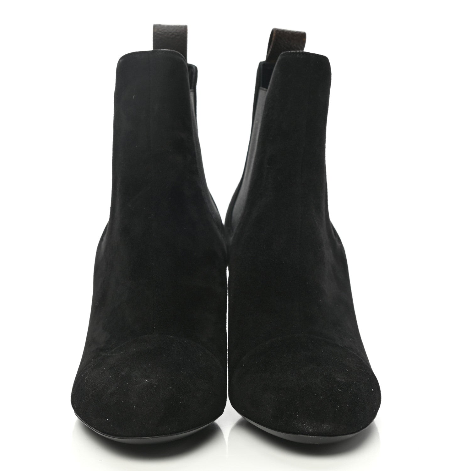 Louis Vuitton Suede Monogram Uniformes Cap Toe Chelsea 75mm Ankle Boots 37.5 Black 2 of 8