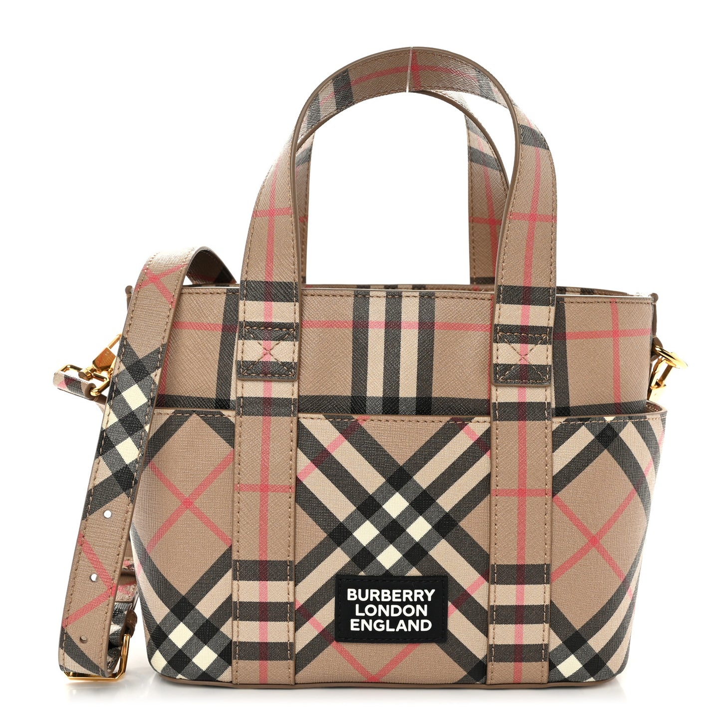 E-Canvas Check Daphne Tote Archive Beige