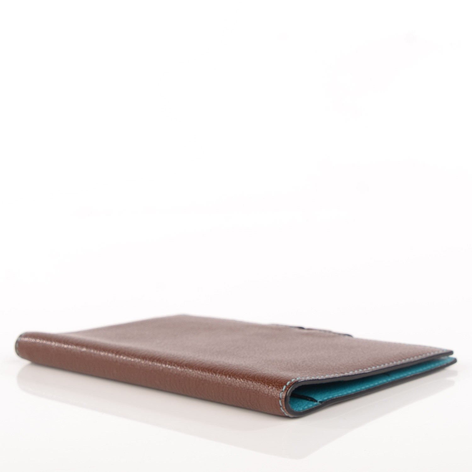 Hermes Chevre Mysore Bi Color Vision Agenda Chocolate Turquoise 4 of 11