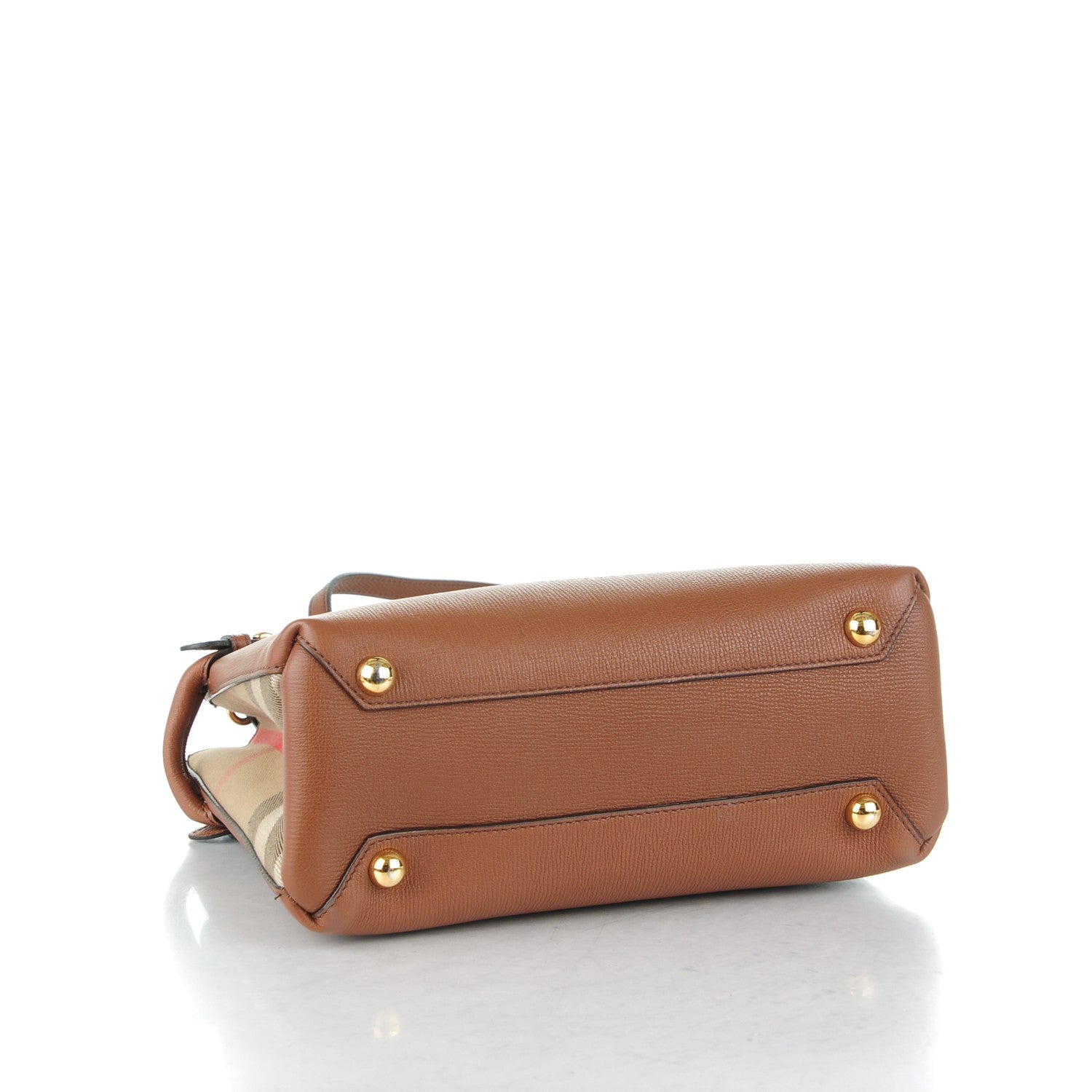 Burberry Grainy Calfskin House Check Small Banner Tote Tan 4 of 7