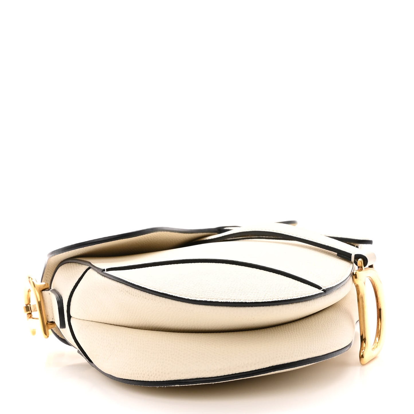 Grained Calfskin Saddle Bag White