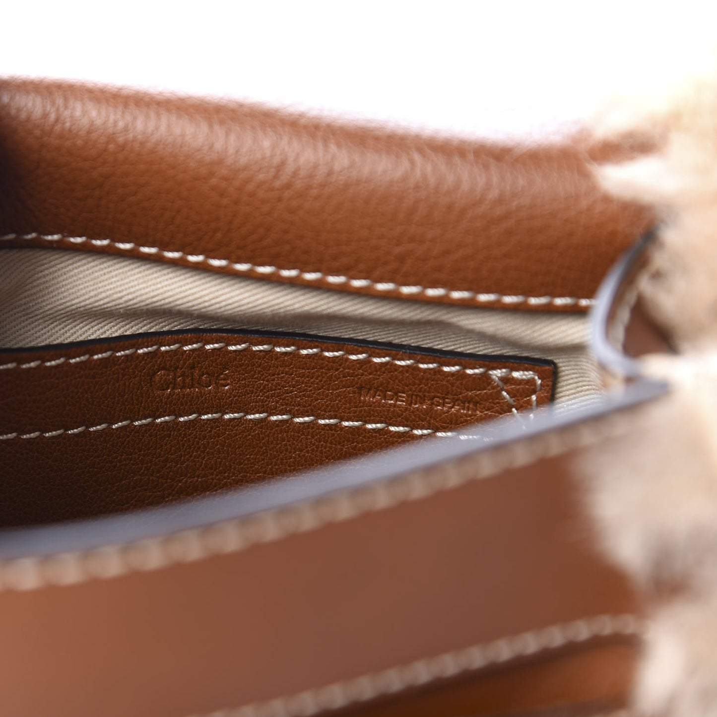 Small Grain Shiny Calfskin Shearling Small Marcie Round Crossbody Bag Caramel