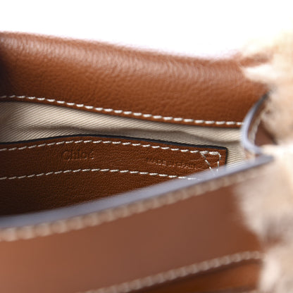 Chloe Small Grain Shiny Calfskin Shearling Small Marcie Round Crossbody Bag Caramel 8 of 10