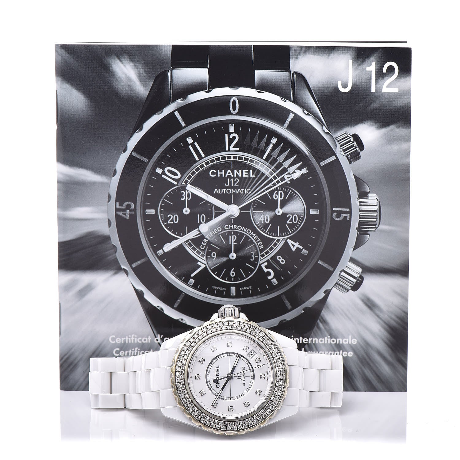 Chanel Stainless Steel Ceramic Diamond Pave Bezel 38mm J12 Automatic Watch White 7 of 7
