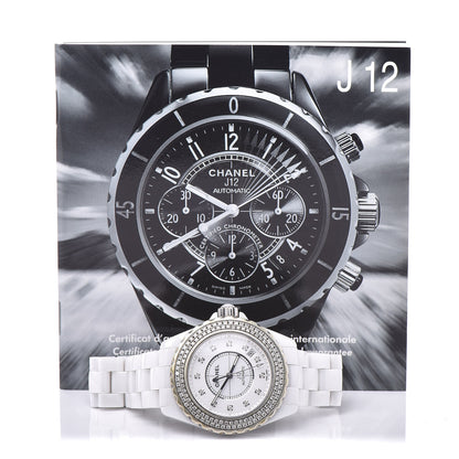 Chanel Stainless Steel Ceramic Diamond Pave Bezel 38mm J12 Automatic Watch White 7 of 7