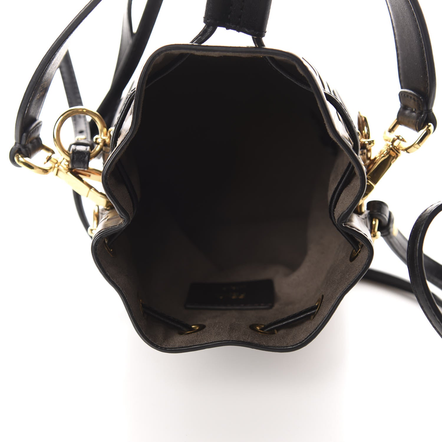 Fendi Vitello Liberty F is Fendi Bi-Color FF 1974 Embossed Mini Mon Tresor Bucket Bag Maya Black 8 of 16