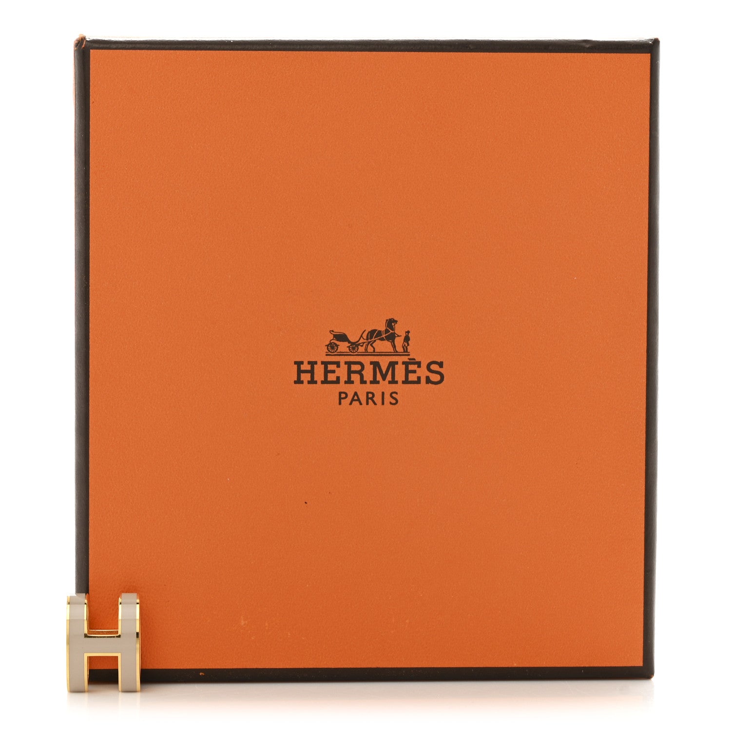 Hermes Lacquered Gold Pop H Pendant Marron Glace 4 of 4