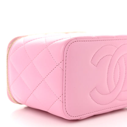 Chanel Lambskin Quilted Small Top Handle Vanity Case With Chain Lilac Light Green 9 of 11