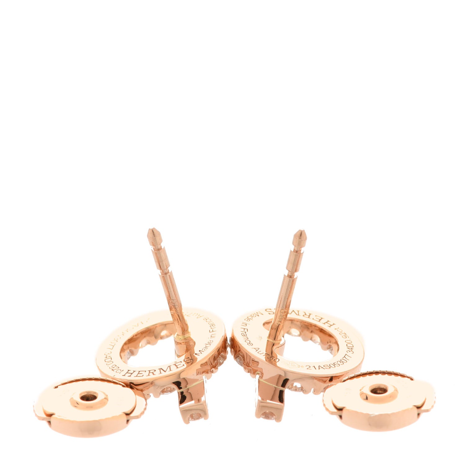 Hermes 18K Rose Gold Diamond Finesse Earrings 3 of 5