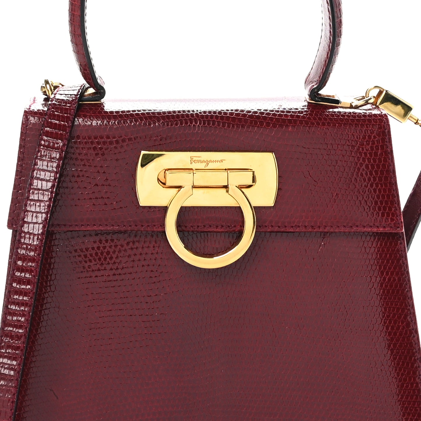 Lizard Iconic Small Top Handle Bag Burgundy
