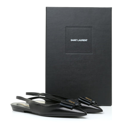 Saint Laurent Patent Smooth Lambskin Anais Slingback Flats 36.5 Black Navy 16 of 16