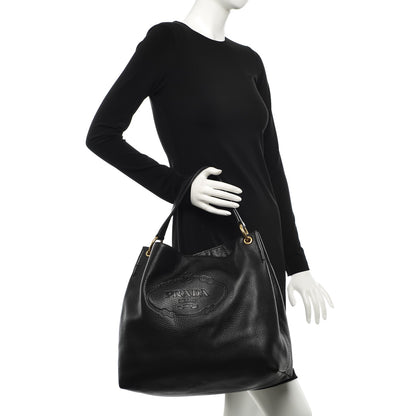 Prada Vitello Daino Logo Hobo Nero Black 2 of 8