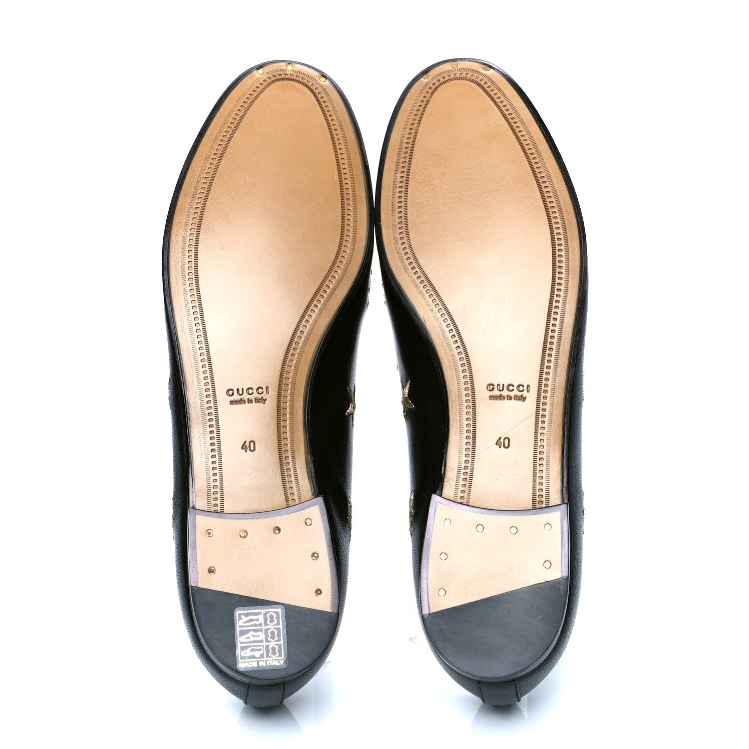 Gucci Goatskin Bee Star Embroidered Womens Jordaan Loafers 40 Black 4 of 4