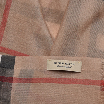 Burberry Wool Silk House Check Lightweight Scarf Camel 4 of 6