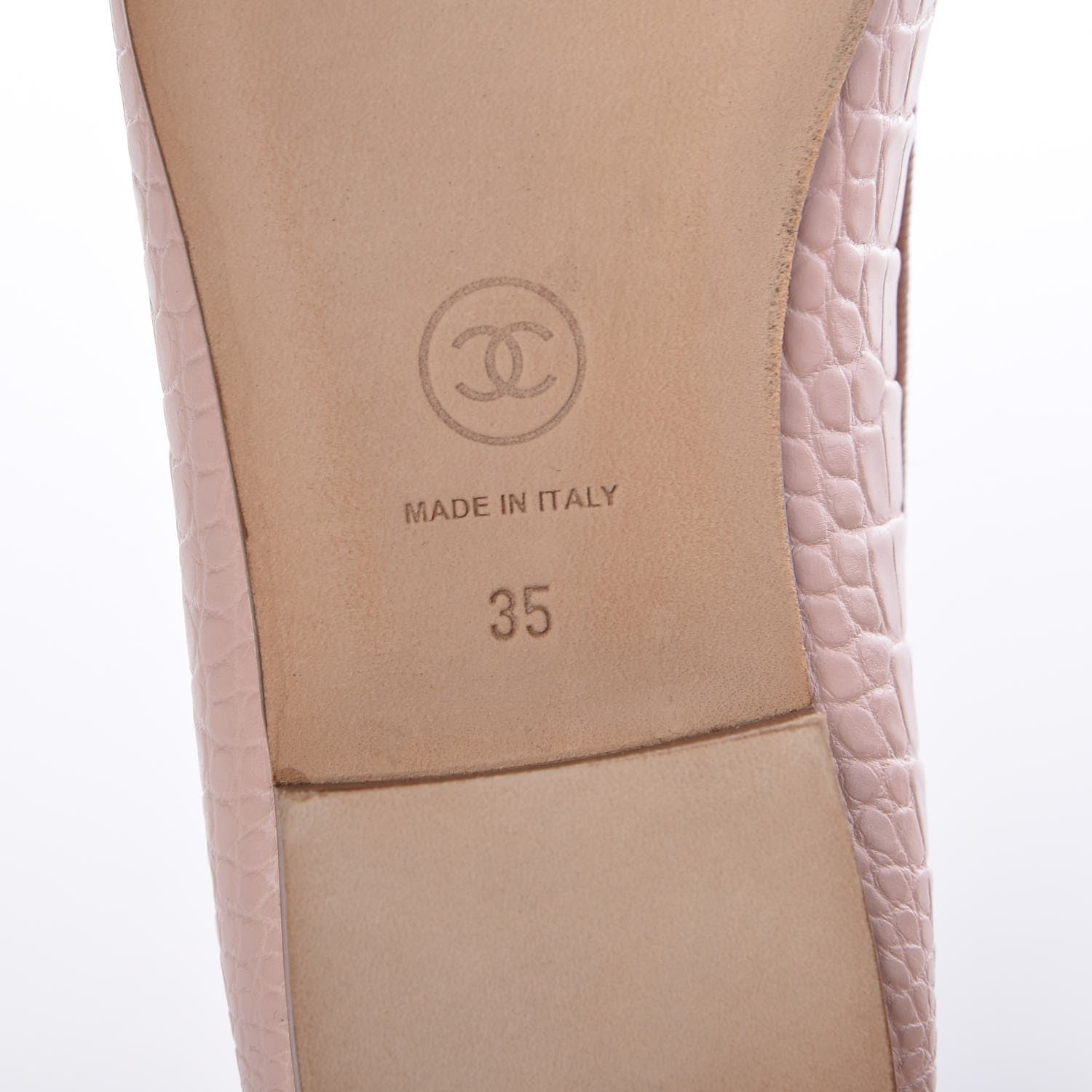 Chanel Alligator CC Cap Toe Ballerina Flats 35 Light Pink 6 of 12