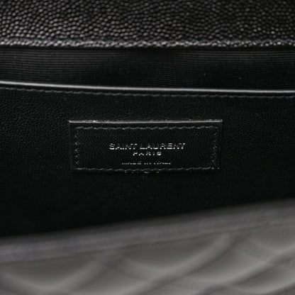 Saint Laurent Grain De Poudre Textured Mixed Matelasse Triquilt Medium Monogram Satchel Black 6 of 11