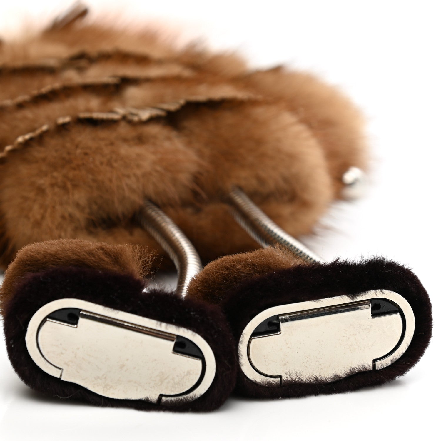 Fendi Calfskin Mink Fox Fur Witches USB Power Bank Bag Charm Brown 5 of 6