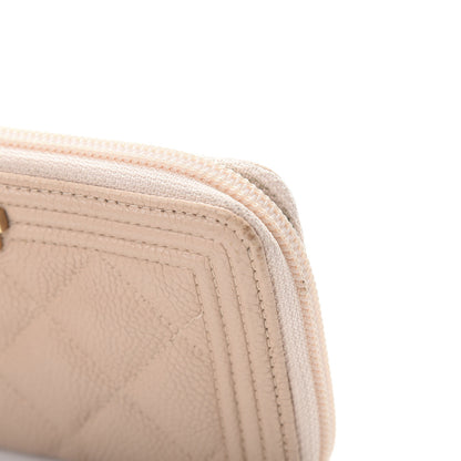Chanel Caviar Quilted Small Boy Zip Around Wallet Beige 9 of 10