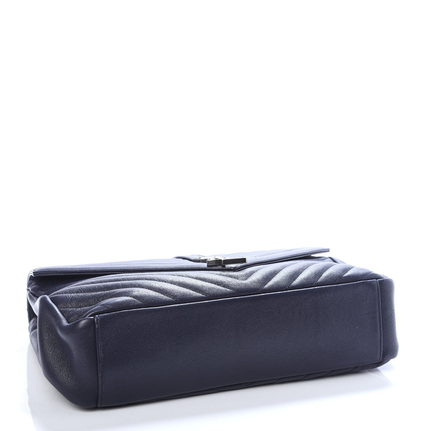 Saint Laurent Sheepskin Matelasse Chevron Monogram Large College Satchel Navy Blue 4 of 9