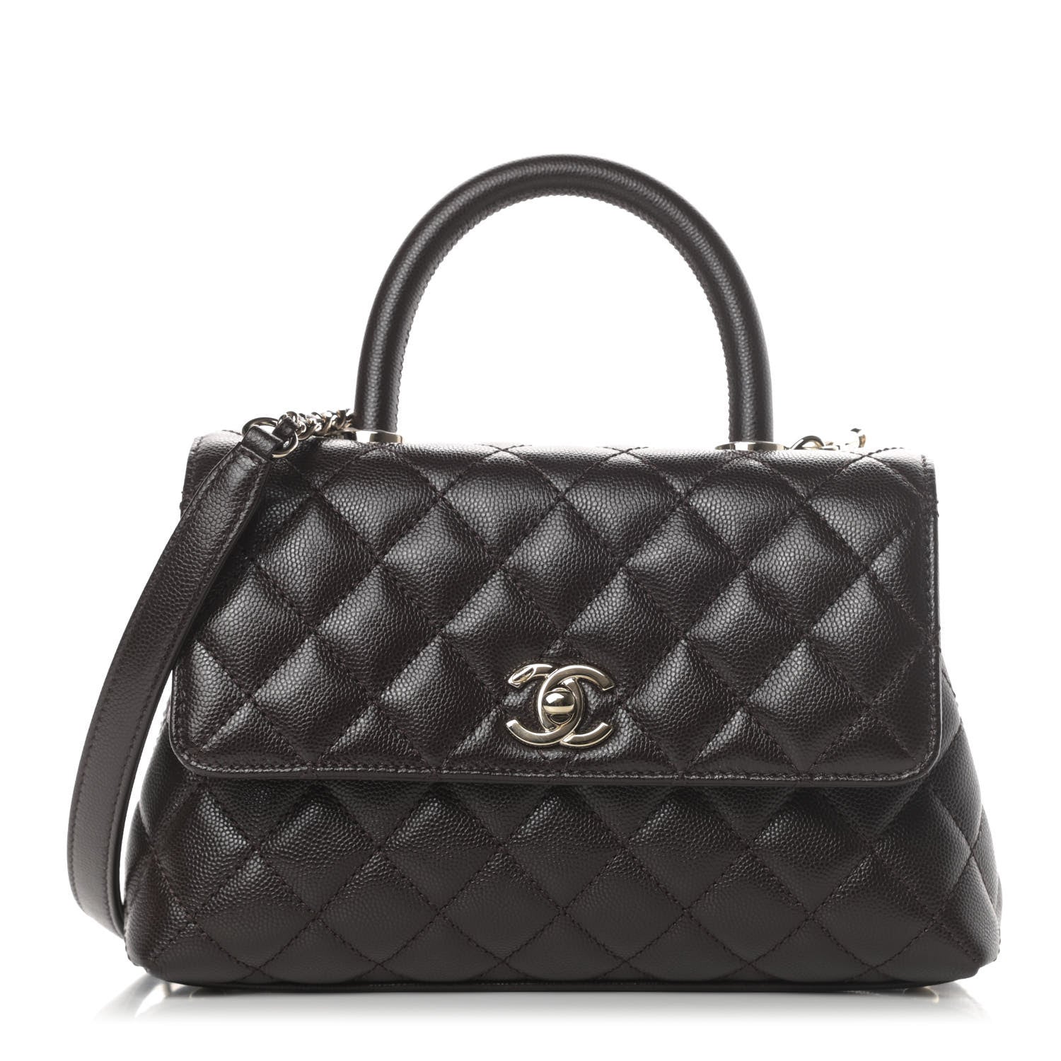 Chanel Caviar Quilted Mini Coco Handle Flap Dark Brown 1 of 11