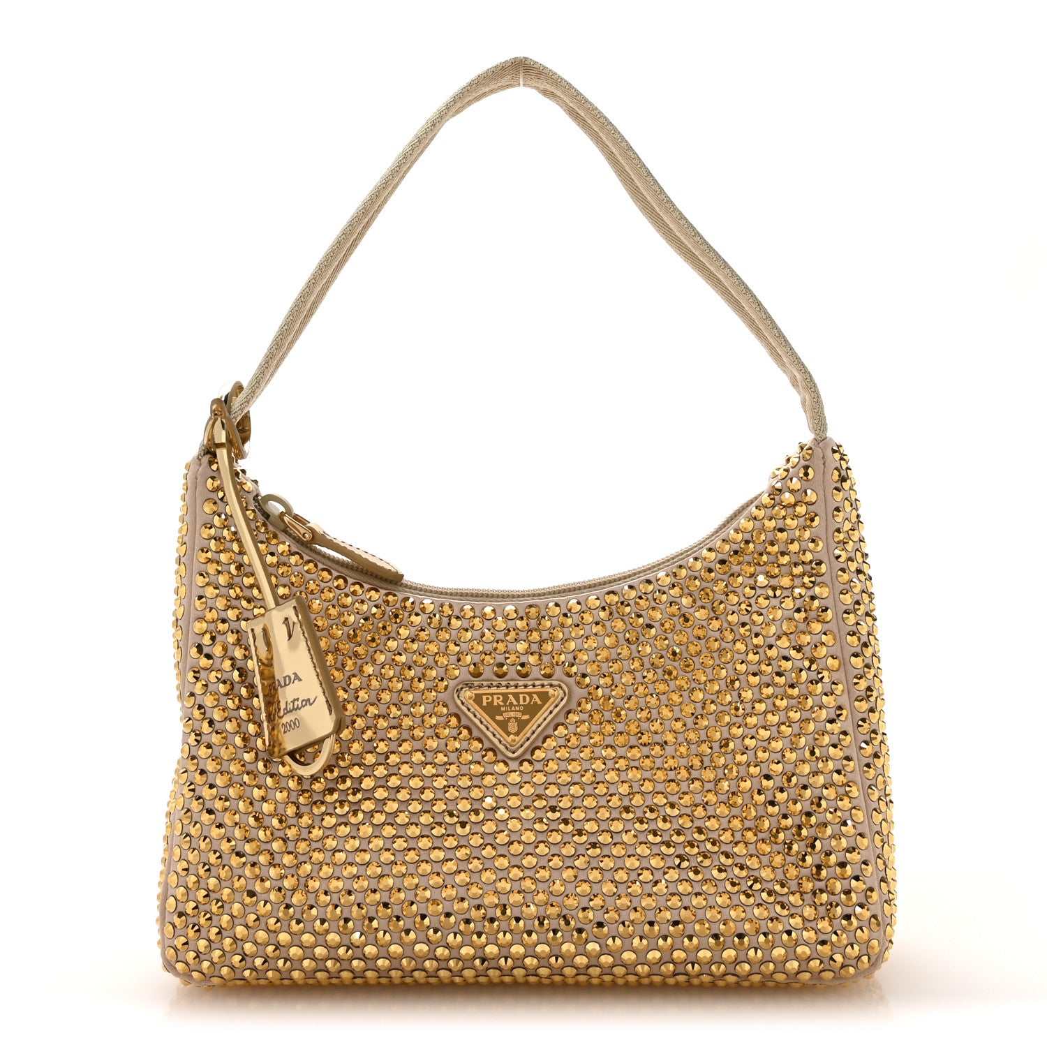 Prada Satin Crystal Mini Re-Edition 2000 Bag Platino 1 of 11
