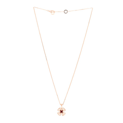 Bulgari 18K Rose Gold Diamond Ruby Fiorever Pave Pendant Necklace 3 of 6