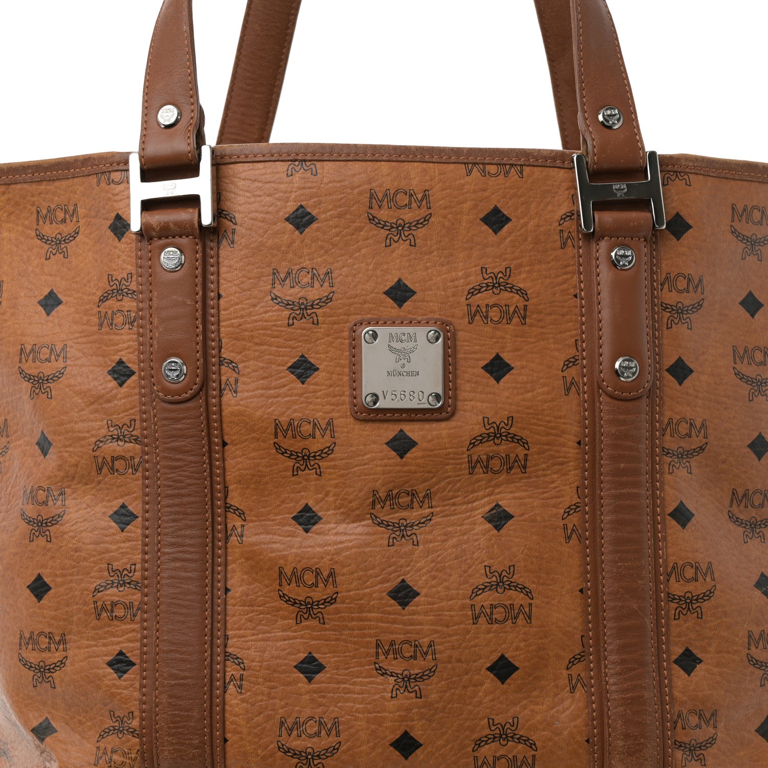 MCM Visetos Shopping Tote Cognac 8 of 13